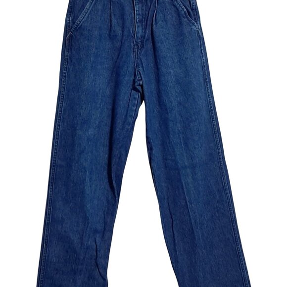 Vintage 1980s Norsport High-Waisted Pleated Mom Jeans Size 25/30 Dark Indigo HK - Picture 2 of 9